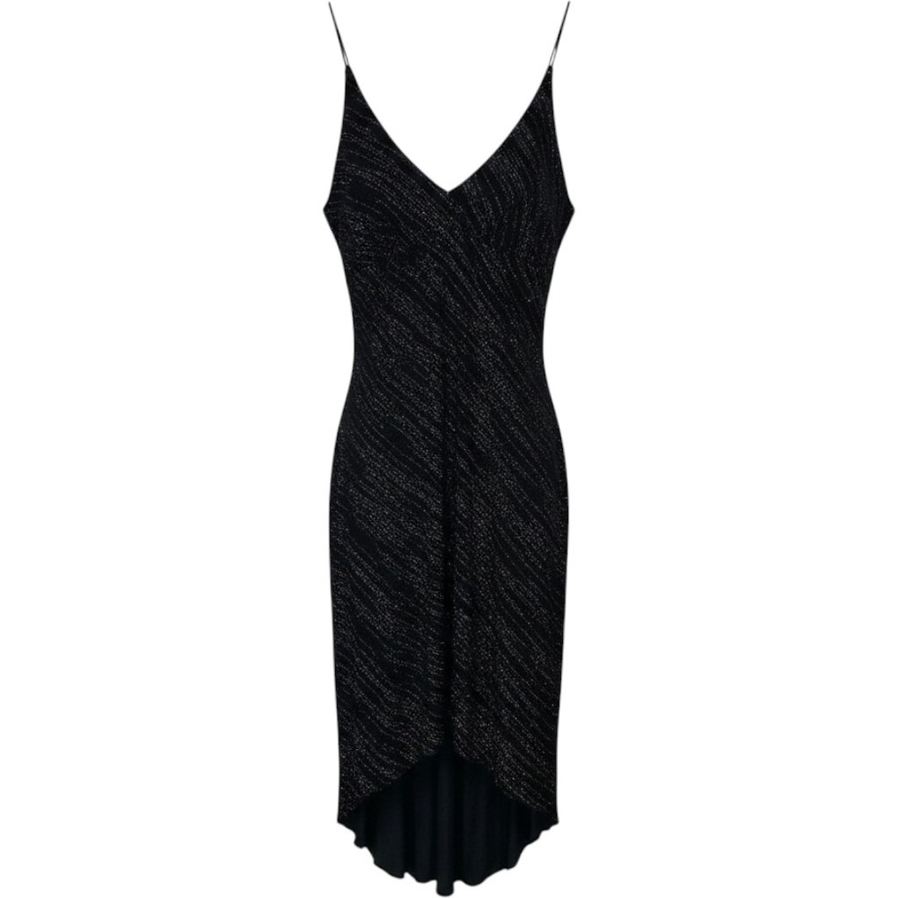 Vintage Babydoll Y2K Midi Dress Medium Glitter Strip Bias Disco 90s Asymmetrical